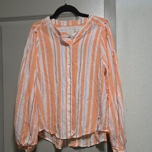 a new day Orange and White Striped Button-Down Shirt